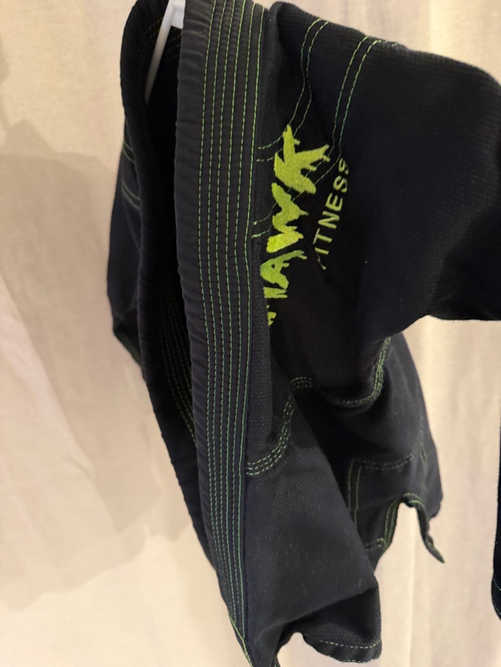 Black Martial Arts Gi set Neon Green Stitching K0